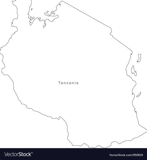 Black White Tanzania Outline Map Royalty Free Vector Image