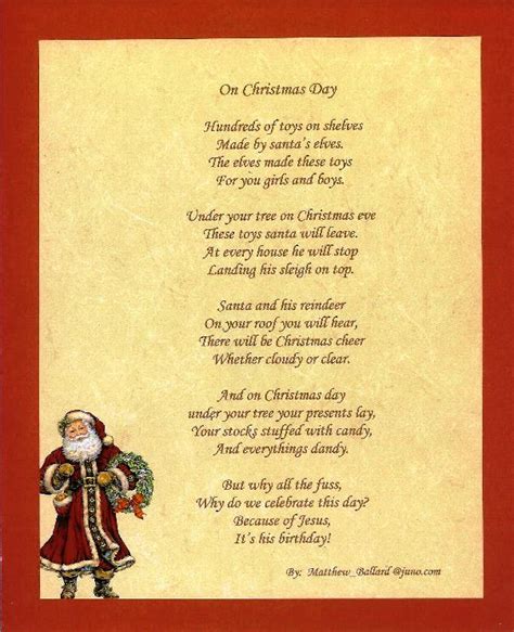 On Christmas Day Rhymes And Poems