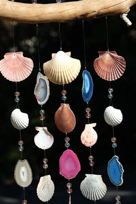 Driftwood Seashell Wind Chimes Handmade Sea Shell Wind Etsy Seashell