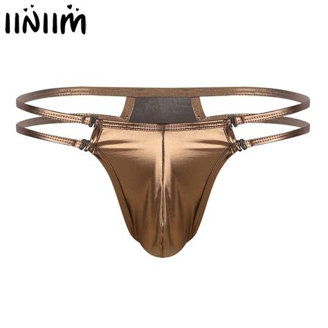 Iiniim Shiny Lingerie Underwear Sexy Panties For Men Jockstraps Bulge