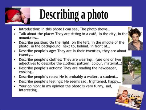 Describing A Photo By Angela Ruiz Montero Via Slideshare Ingles Para Principiantes