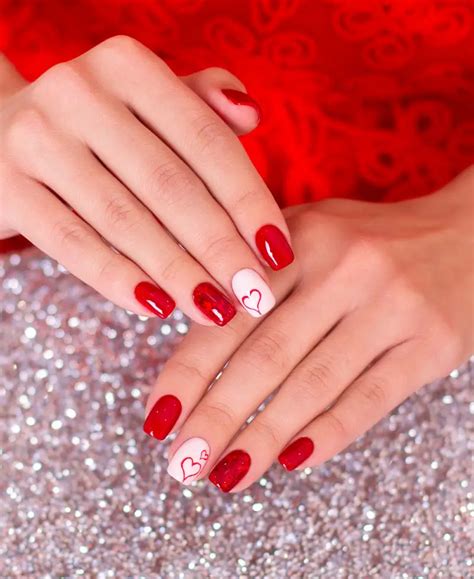 Lady In Red And White Heart For Valentines Day Nail Ideas Nail Salon Pro