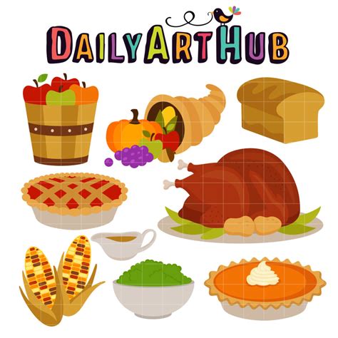 Thanksgiving Feast Clip Art Set Daily Art Hub Graphics Alphabets