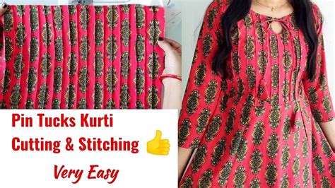 Very Easy Pin Tucks Kurti Cutting And Stitching Designer Kurti