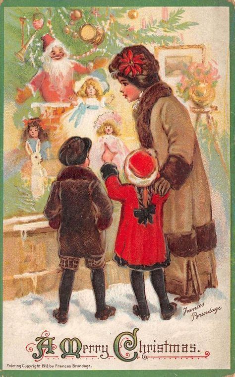 frances brundage 1912 a merry christmas vintage embossed postcard victorian christmas cards
