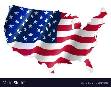 United States America Map With Waving Flag Vector 16273611 Vận Chuyển
