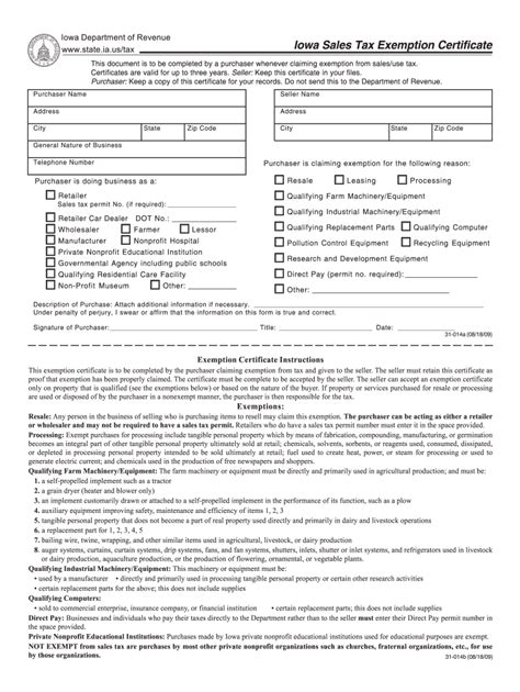Iowa Sales Tax Exemption Certificate Fillable Fill Out And Sign My