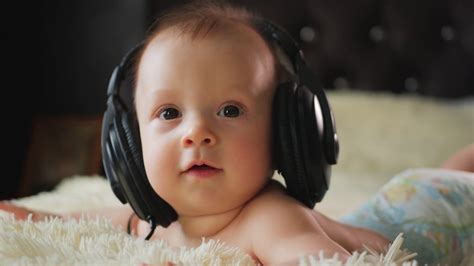 Little Baby With Headphones Stock Video Footage Storyblocks