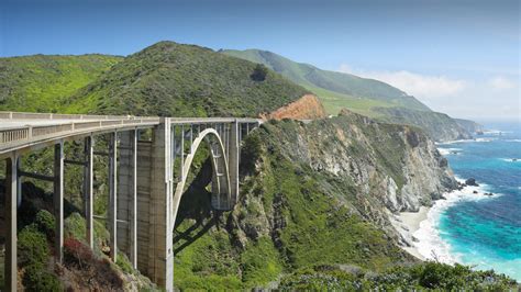 Bixby Creek Arch Bridge And Big Sur Coastline California Usa