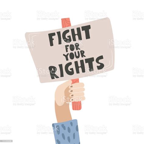 Rm Fist Holding Banner With Protest Caption Fight For Your Rights