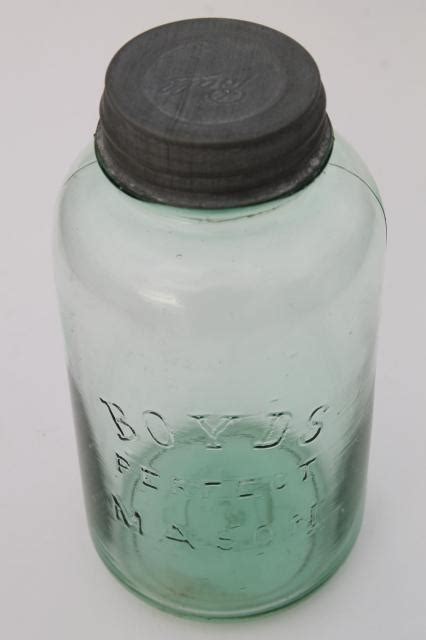 Antique Green Glass Big Two Quart Canning Jar Boyd S Perfect Mason Jar