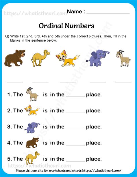 Ordinal Numbers Grade 1 Worksheet