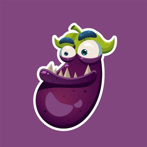 Premium Vector Cartoon Purple Eggplant Monster Character