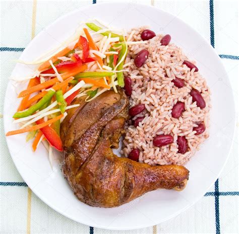 Jerk Chicken With Rice Caribbean Style — Stock Photo © Rohitseth 7612469