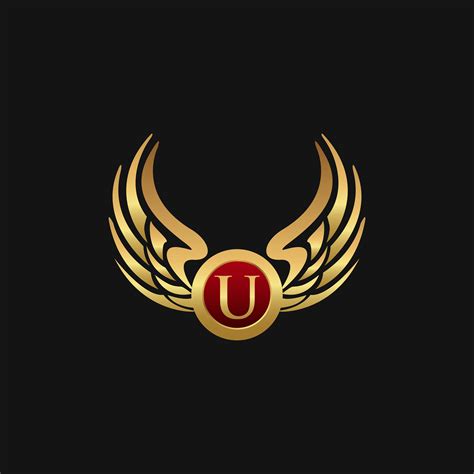 Luxury Letter U Emblem Wings Logo Design Concept Template 611341 Vector