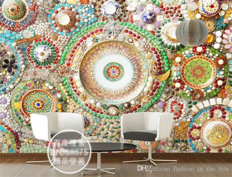 Bohemian Wallpaper 3d Wall Mural Bedroom Jade Mosaic