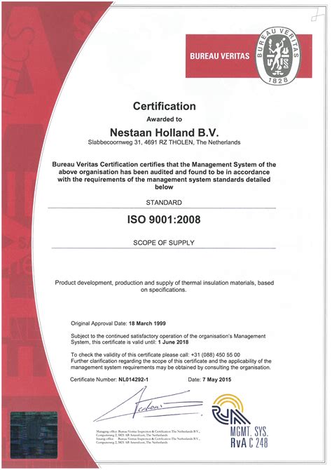 Iso 9001 Certificate Uk 2015 Nestaan Holland Bv