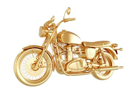 3d Render Illustration Of A Golden Motorcycle Stock Illustration