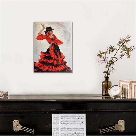 Flamenco Dancer In A Hat Canvas Print From Original Oil Painting By