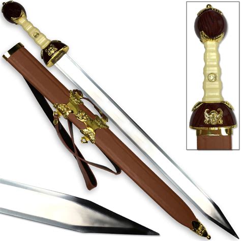 Maximus Roman Gladiator Sword Golden Medieval Gladius Leather Wrapped