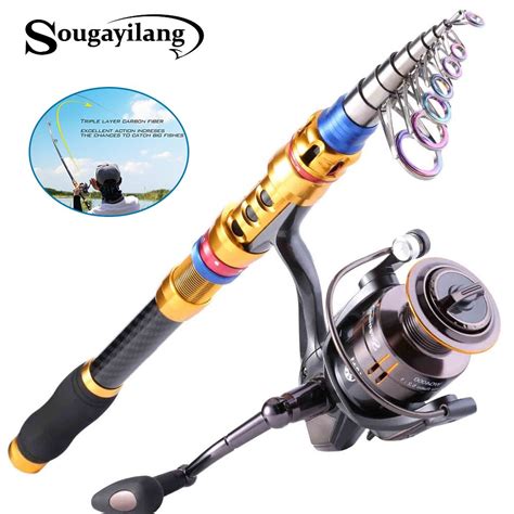 Sougayilang Telescopic Fishing Rod And 14bb Spinning Fishing Reel Sets