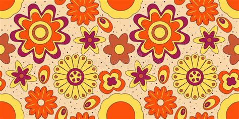 Groovy Y2k Retro Seamless Pattern With Flower Retro Vector