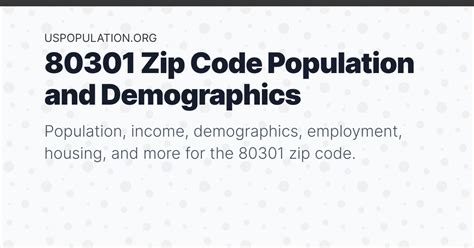 80301 Zip Code Population Income Demographics Employment Housing