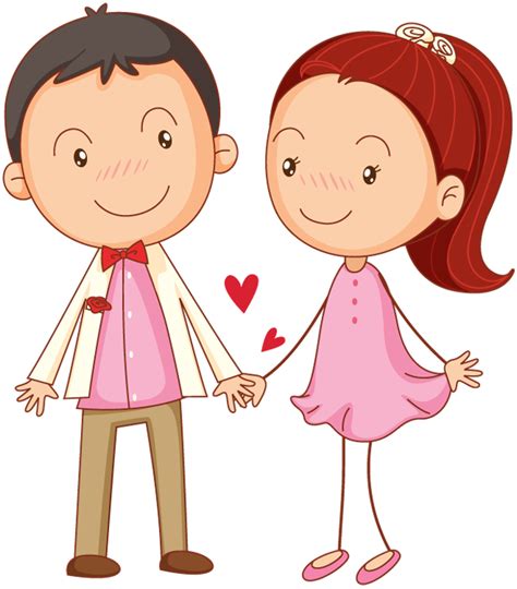 Cartoon Couple In Love Holding Hands Free Stock Photos