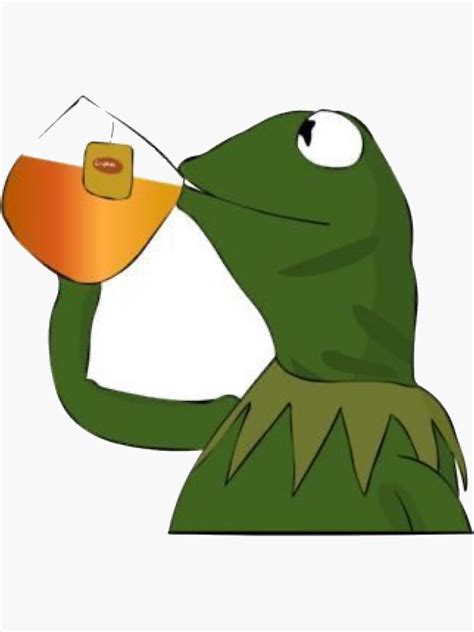 Kermit The Frog Meme Sips Tea Sticker By Zoevisions