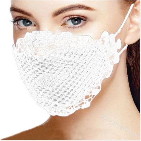 White Lace Face Mask For Women Breathable Fabric Adult Etsy