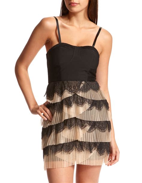 Charlotte Russe Accordion Pleat Ruffle Lace Dress Handm Capsule Corset