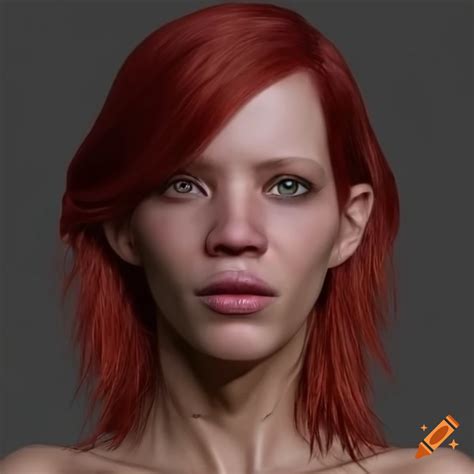 illustration of a maroon haired humanoid alien woman on craiyon