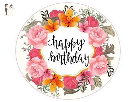You can cut them out by hand or use a 2″ circle punch to cut them out. Edible Image Cake Topper - Happy Birthday 8" in Round Flower Topper. - Venue and … | Birthday ...