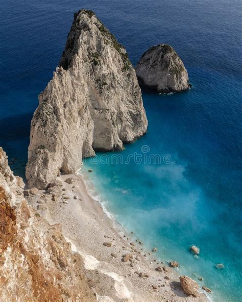 Aerial Shot Of Mizithres Cliff Rock In Zakynthos Ionian Island With