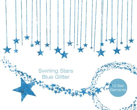 Blue Glitter Stars Clipart Commercial Use Clip Art Sky Images Metallic
