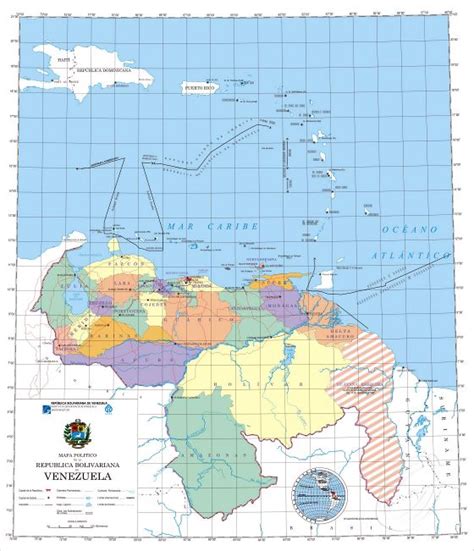 Grande detallado mapa político de Venezuela con administrativas