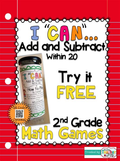 2nd Grade Math Game Addition And Subtraction Within 20 I Can Math