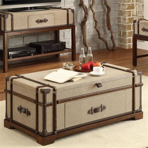 Steamer trunk coffee table industrial wood metal leather $150 (phi > philadelphia) pic hide this posting restore restore this posting. lift-top trunk coffee table | Riverside furniture, Coffee ...