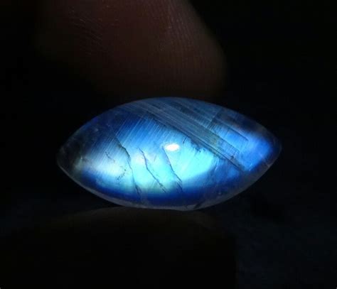 Blue Rainbow Moonstone Cabochonflashy Natural Gemstoneaaaaa