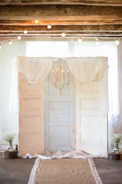 Pastel Vintage Doors As Ceremony Backdrop Photo Booth Backdrop