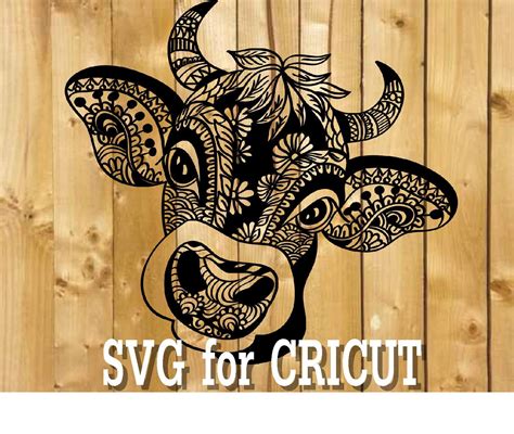 Kuh-Mandala Svg / Zentangle Kuh Svg / komplizierte Svg-Datei / Cricut