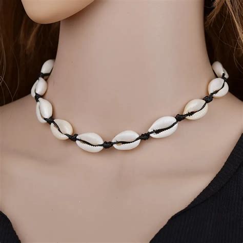 Jisensp Boho Sea Shell Choker Necklace Women Natural Shell Jewellery