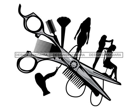 Beauty Salon Logo Hair Style Scissors Comb Hairdresser Female Etsy