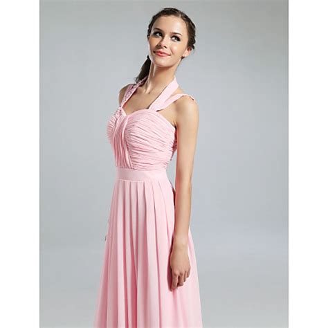 Floor Length Chiffon Bridesmaid Dress Blushing Pink Plus Sizes