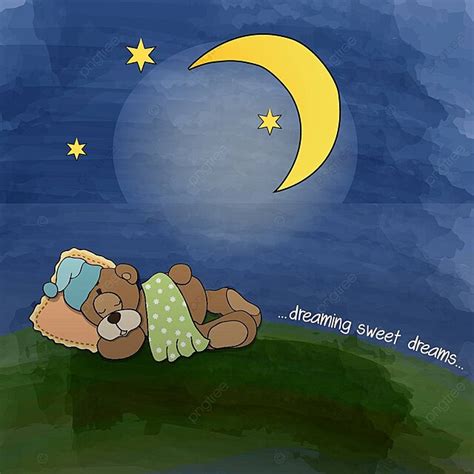Baby Teddy Bear Sleeping On Grass Sweet Card Child Vector Sweet Card