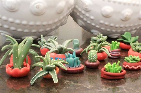 Create Miniature Cactus From Polymer Clay Tiny Succulents Baking