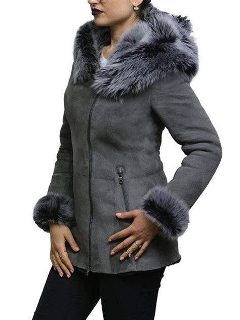 Women Genuine Sheepskin Coat Hooded Leather Spanish Merino Etsy