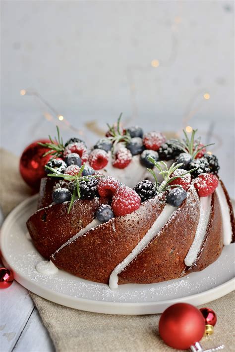 A bundt cake (/bʌnt/) is a cake that is baked in a bundt pan, shaping it into a distinctive doughnut shape. Christmas wreath bundt cake 2 - FAB