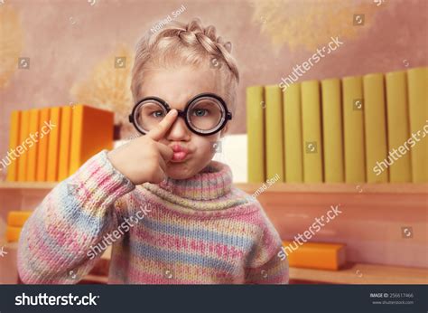 Little Girl Glasses Makes Faces Stock Photo 256617466 Shutterstock