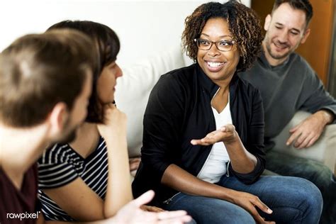 Download Premium Image Of Friends Talking Together About Conversation